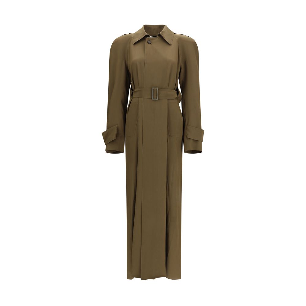 Silk Trench Coat — Brown