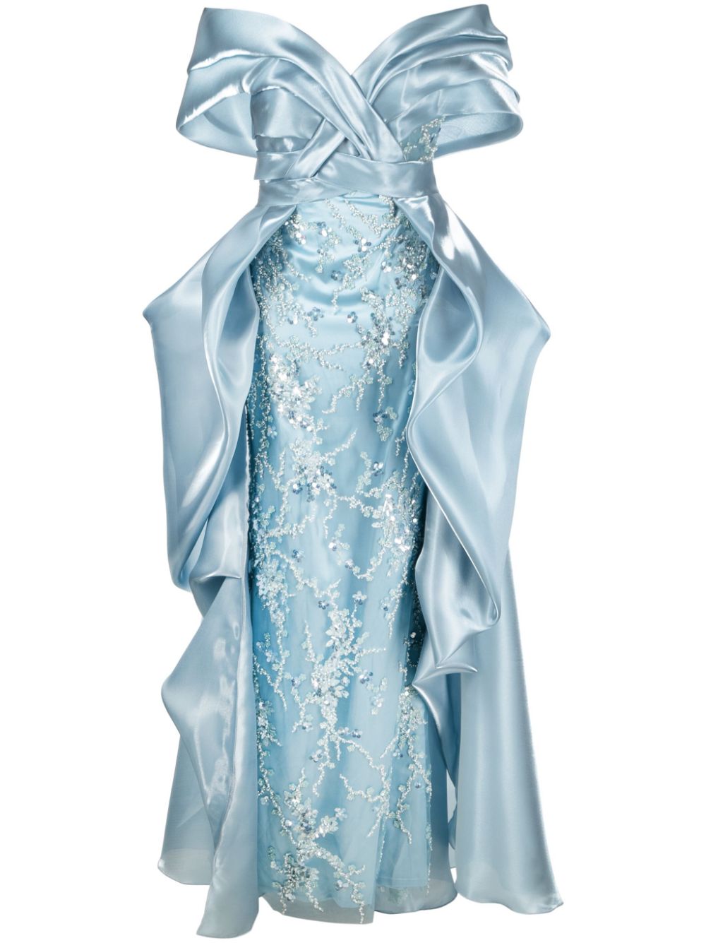 Sequin-embellished long dress - Blue