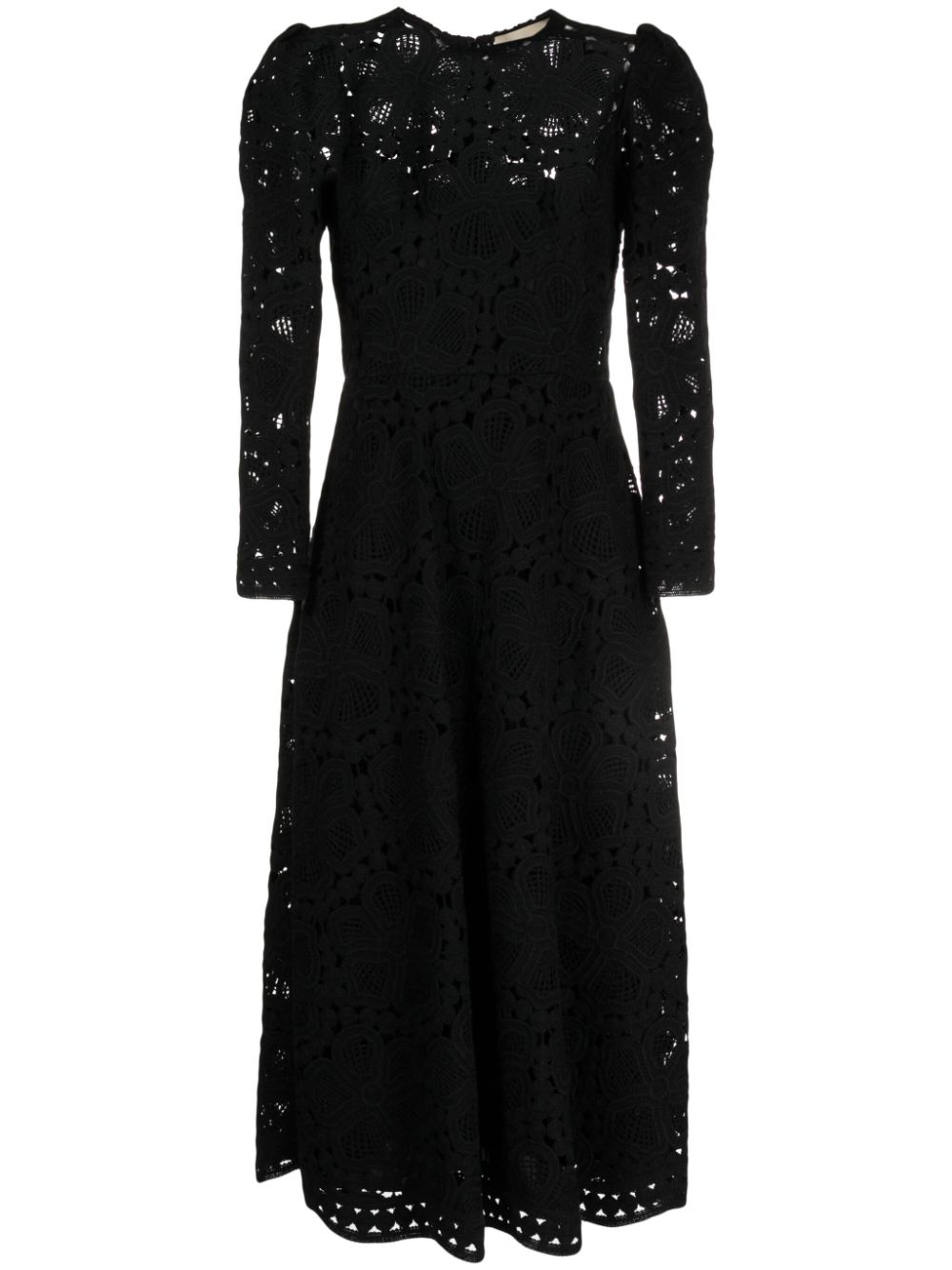 Corded-lace midi dress - Black