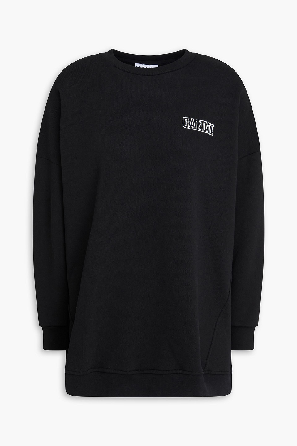 Oversized embroidered cotton-blend fleece sweatshirt - Black - XXS/XS