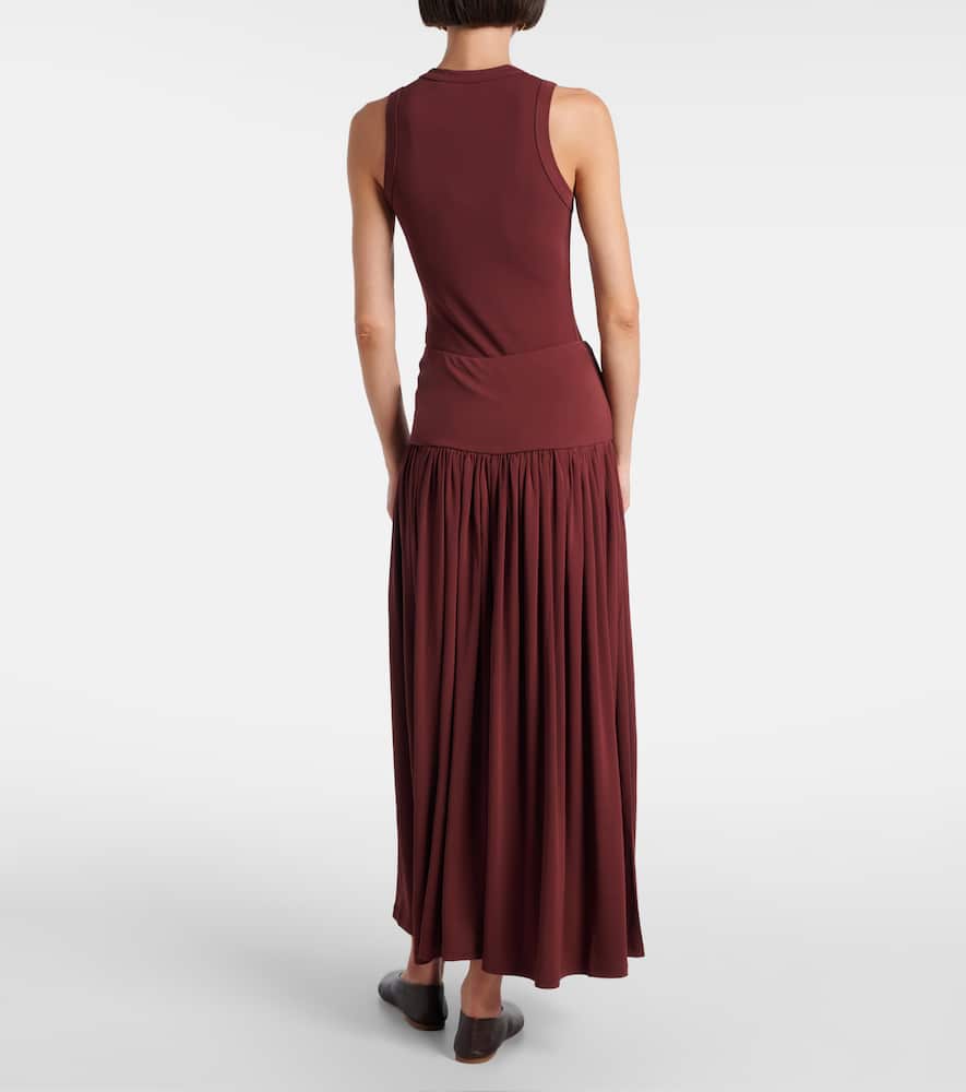 Gathered jersey maxi skirt