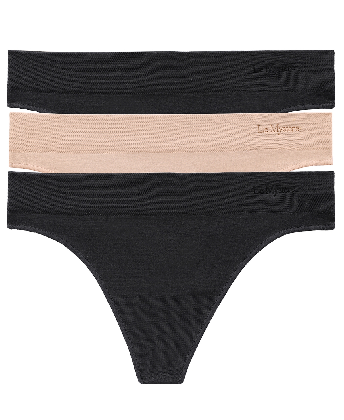 Women's Seamless Comfort Low-Rise Thong, 3-Pack - Black