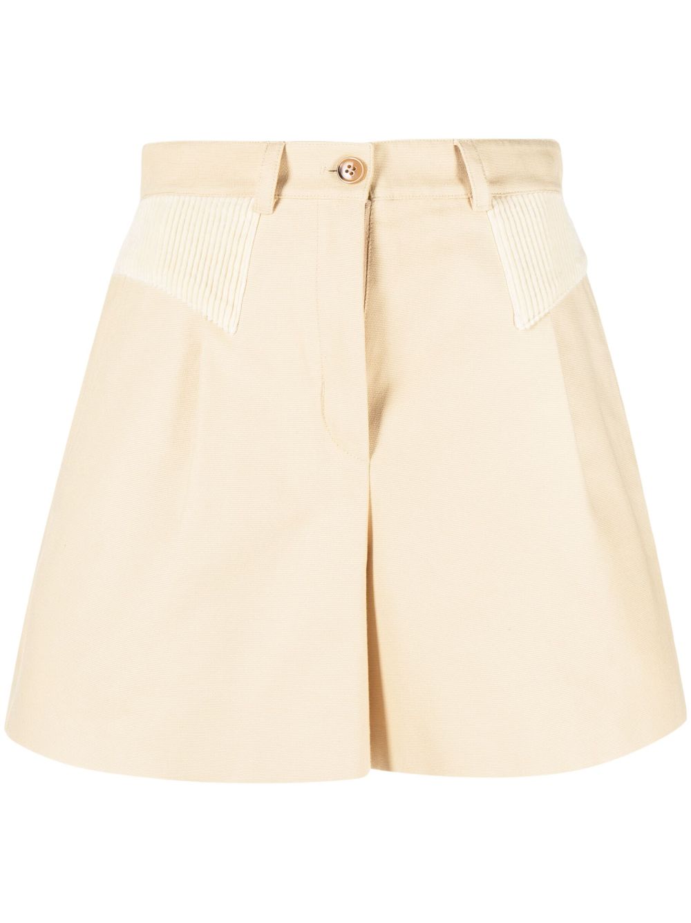 High-waisted cotton shorts - Neutrals