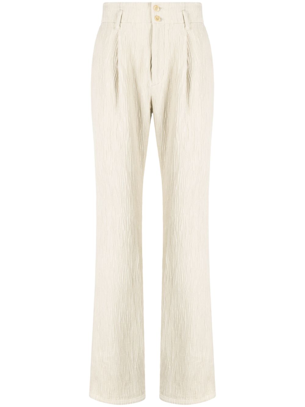 Textured straight-leg trousers - Neutrals