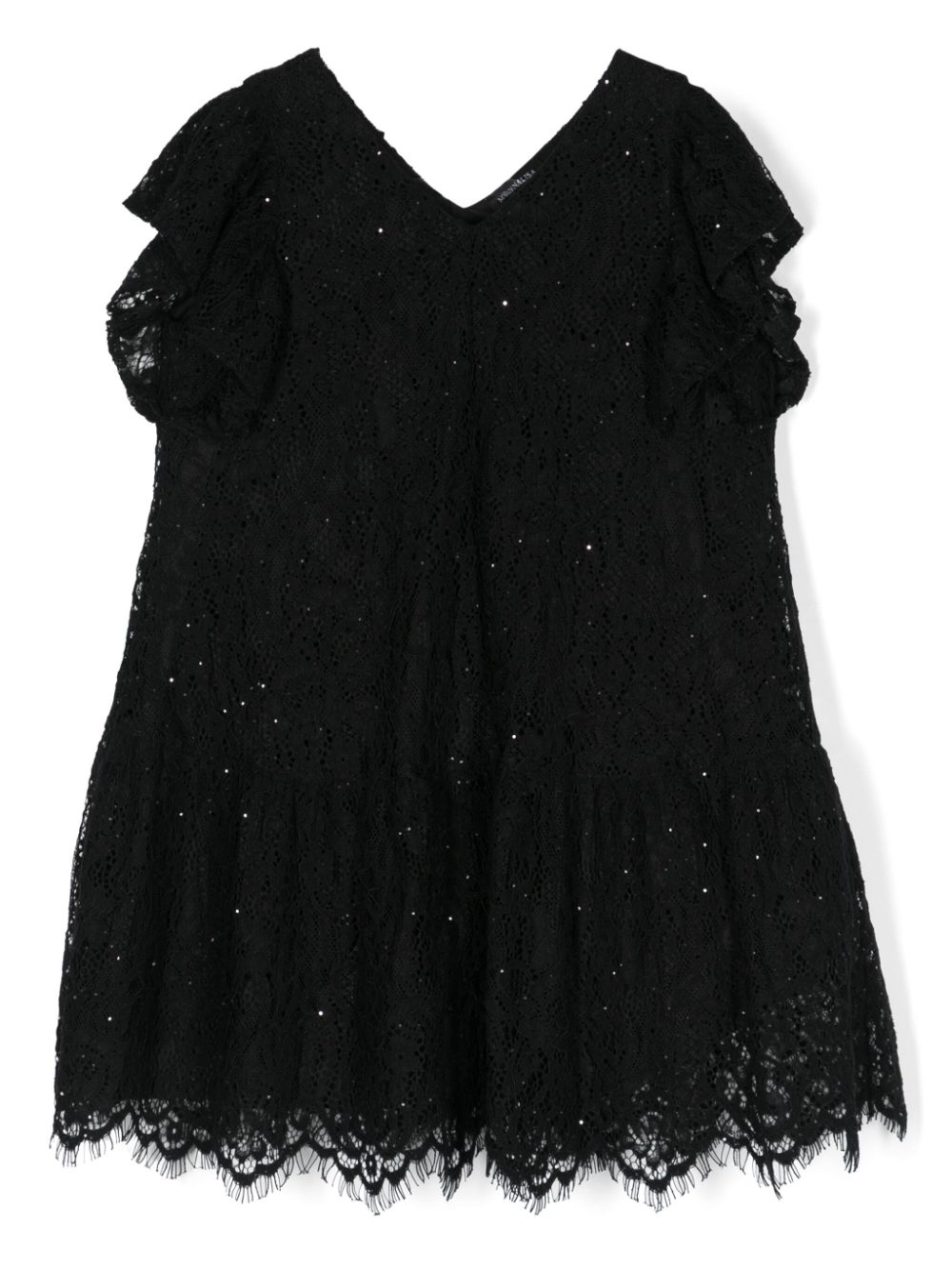 Sequin-embellished lace dress - Black