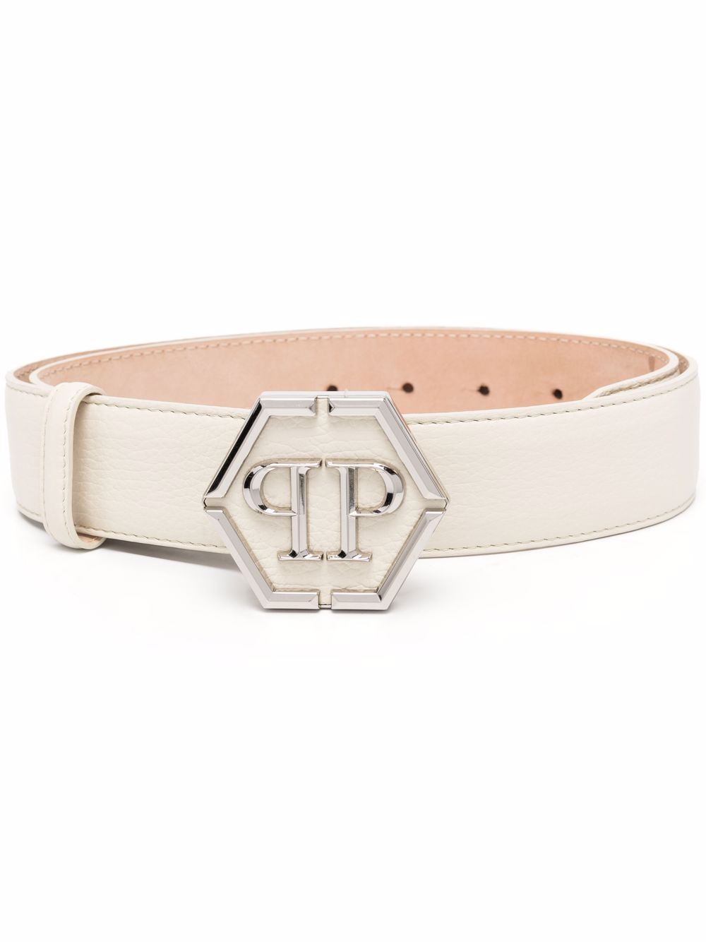 Logo-plaque metallic belt - Silver