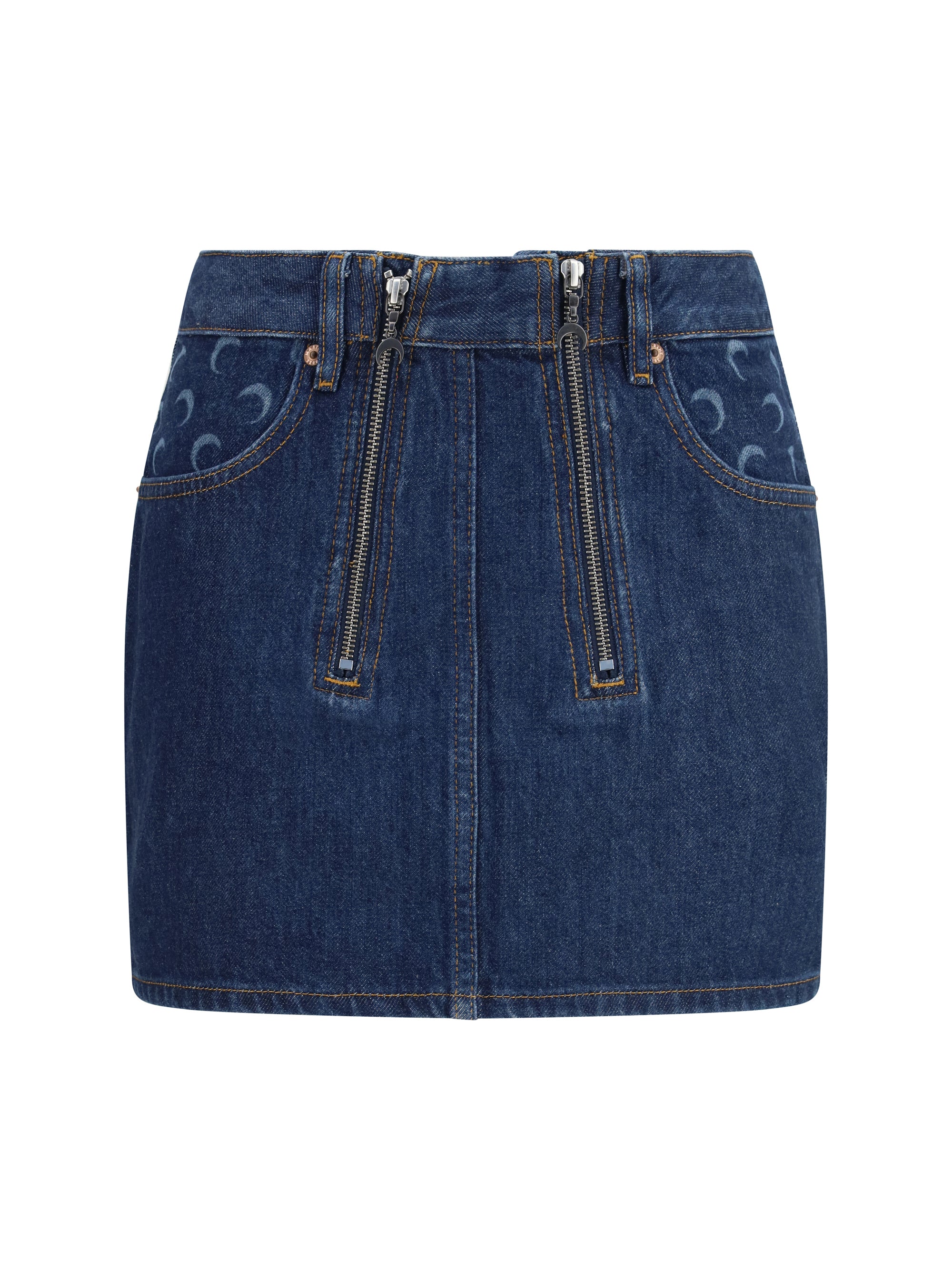 Double-Zip Organic Cotton Mini Skirt — Navy