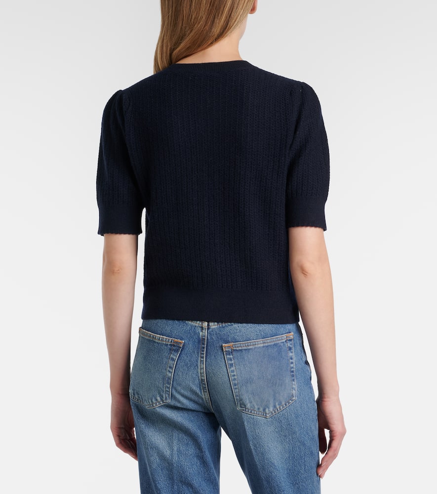 Ladder pointelle cashmere cardigan