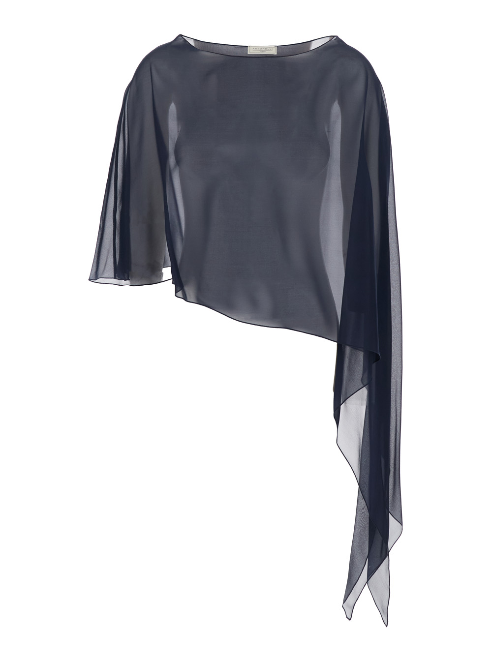 Melon Stole with Boat Neck and Asymmetrical Design in Blue Silk for Women Blu Scarfs Foulards - Women