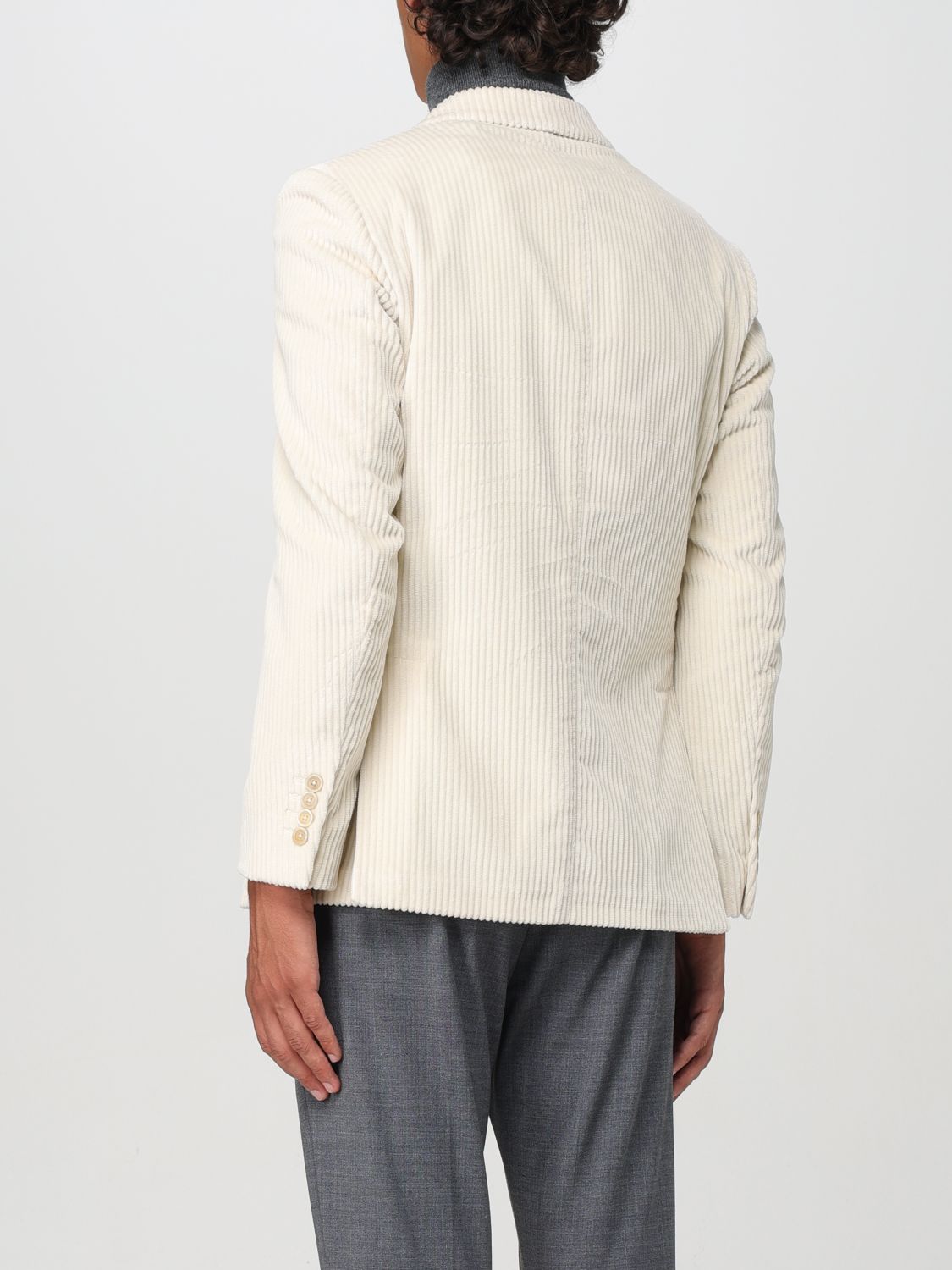 Double-breasted corduroy blazer - Neutrals