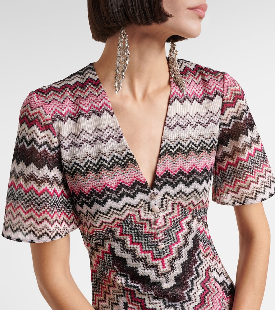 Zigzag lamé midi dress