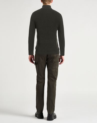 Man Sweater Military green Size 36 Wool