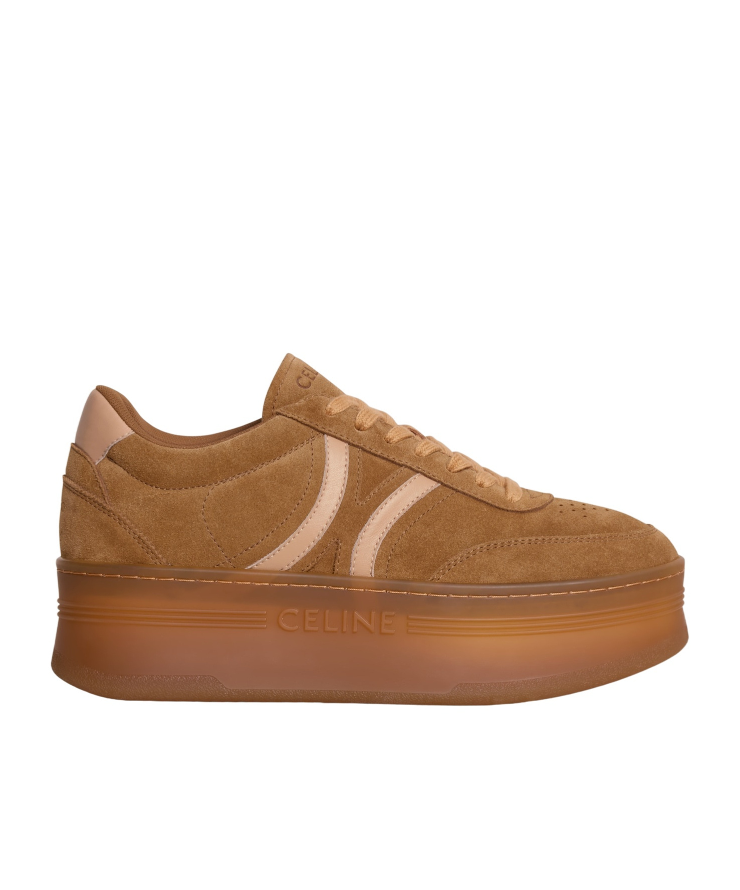 BLOCK SNEAKERS WITH BACK TRIOMPHE AND WEDGE OUTSOLE IN SUEDE CALFSKIN AND CALFSKIN