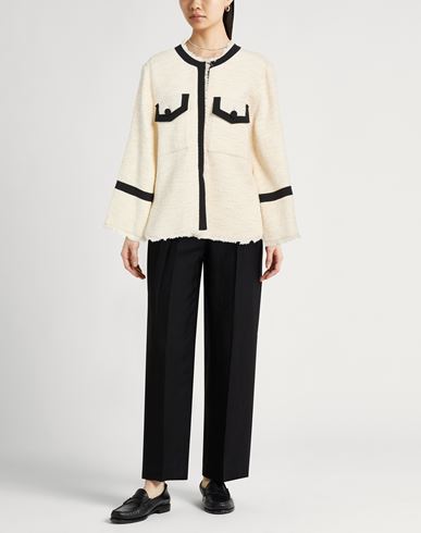 Woman Jacket Ivory Size 4 Cotton, Polyester, Acrylic, Virgin Wool