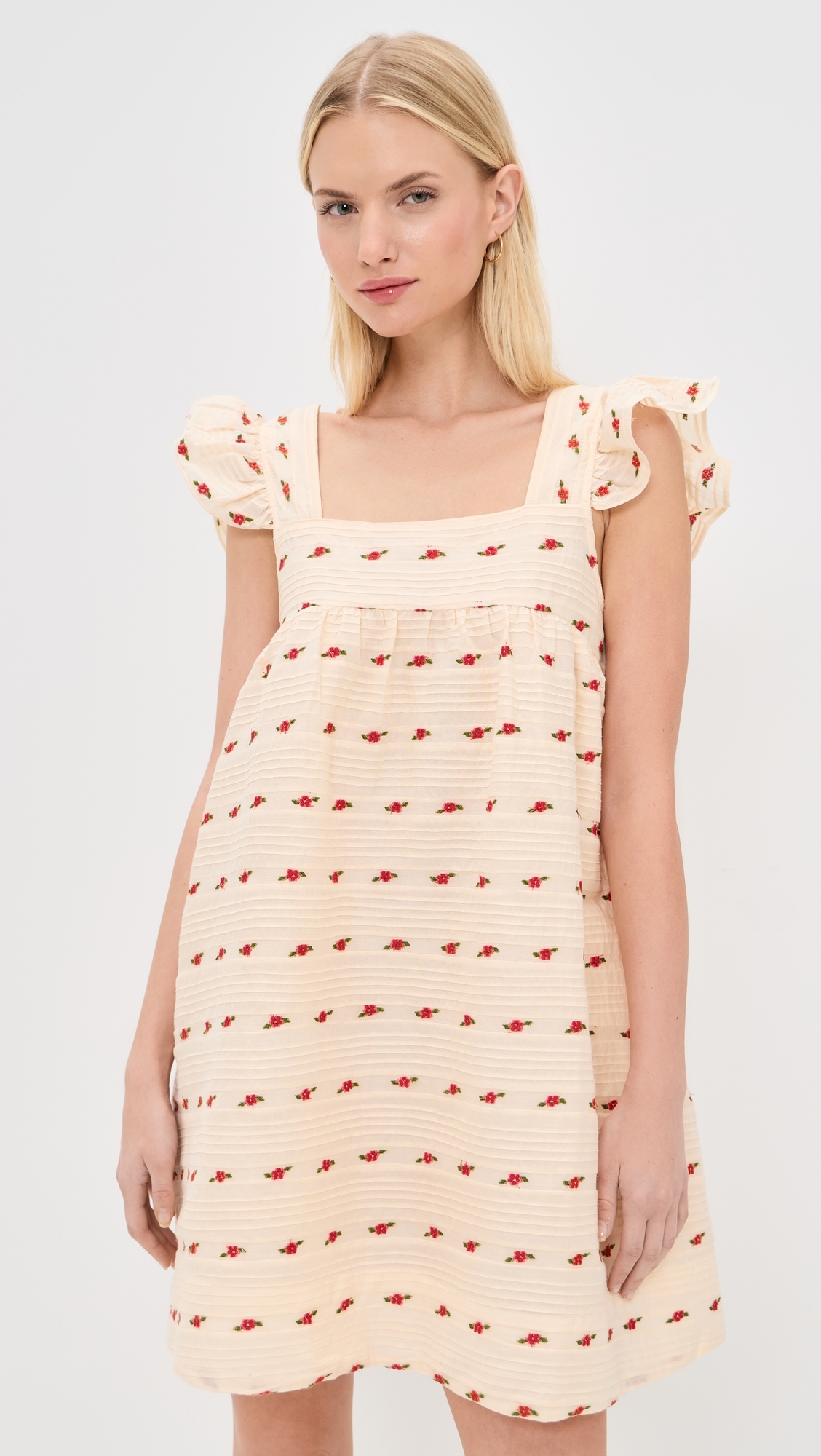 Aster Babydoll Mini Dress White