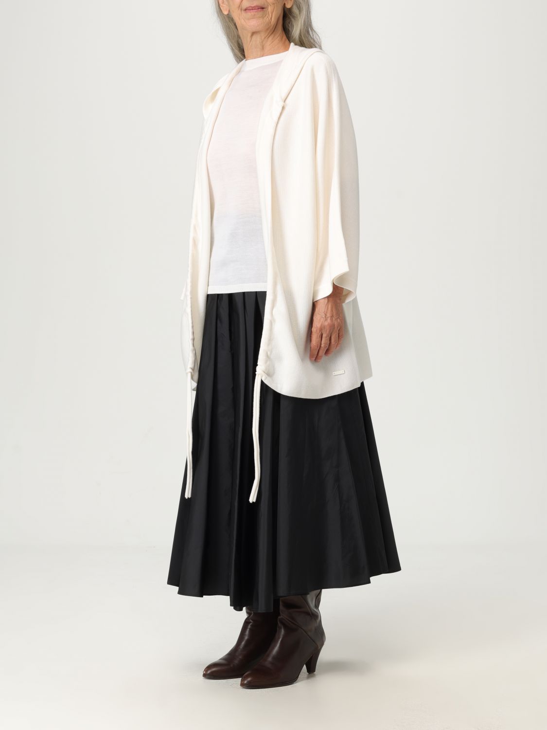 Hooded wool cardi-coat - Brown