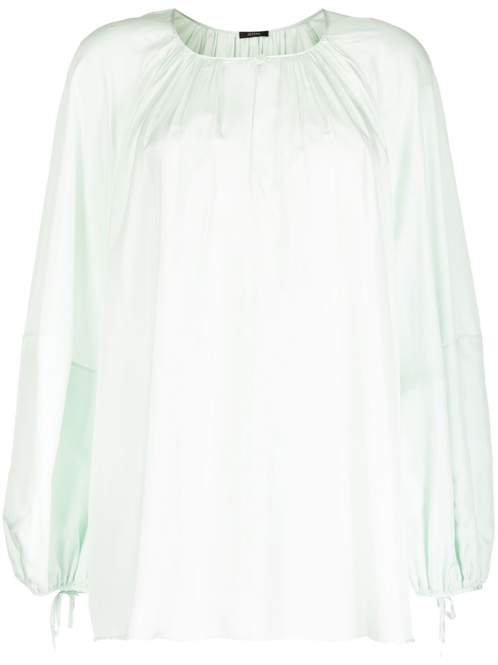 Gathered-neck silk blouse - Green