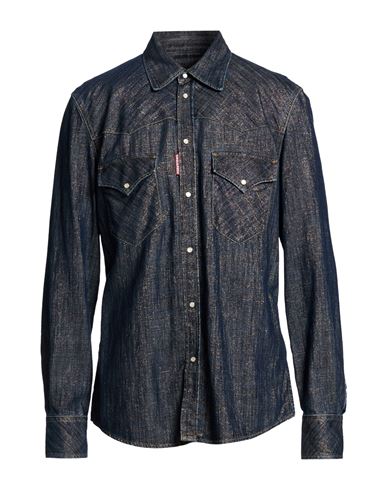 Man Denim shirt Blue Size 40 Viscose, Cotton, Polyester