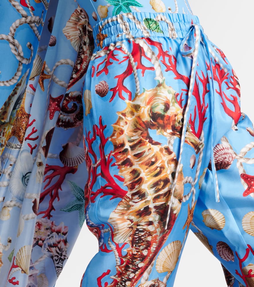 Capri printed silk straight pants