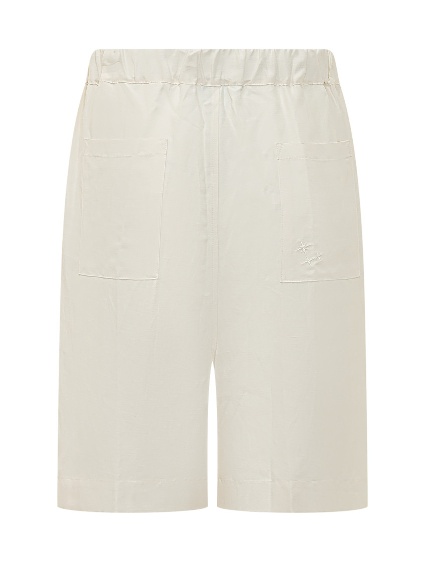 Off White Solid Shorts