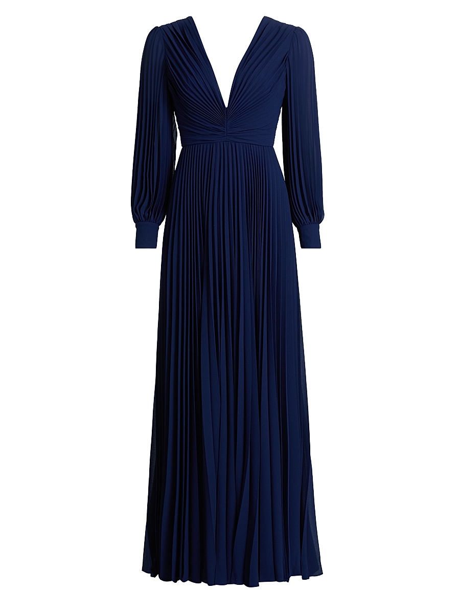 Women's Sunburst Pleated A-Line Gown - Navy