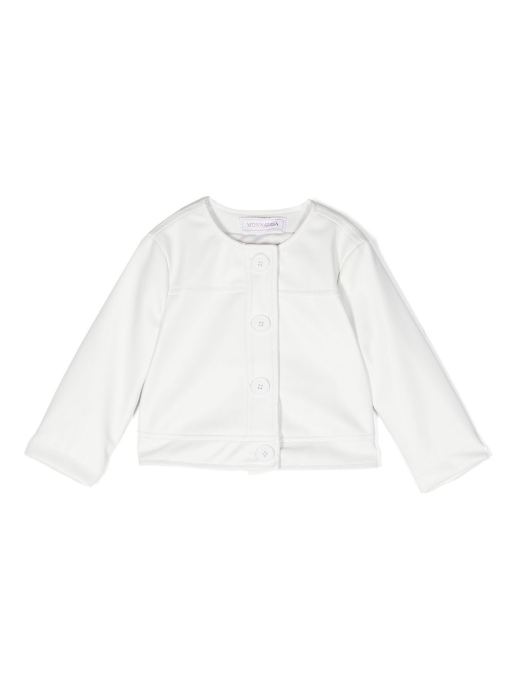 Buttoned-up faux-leather jacket - White