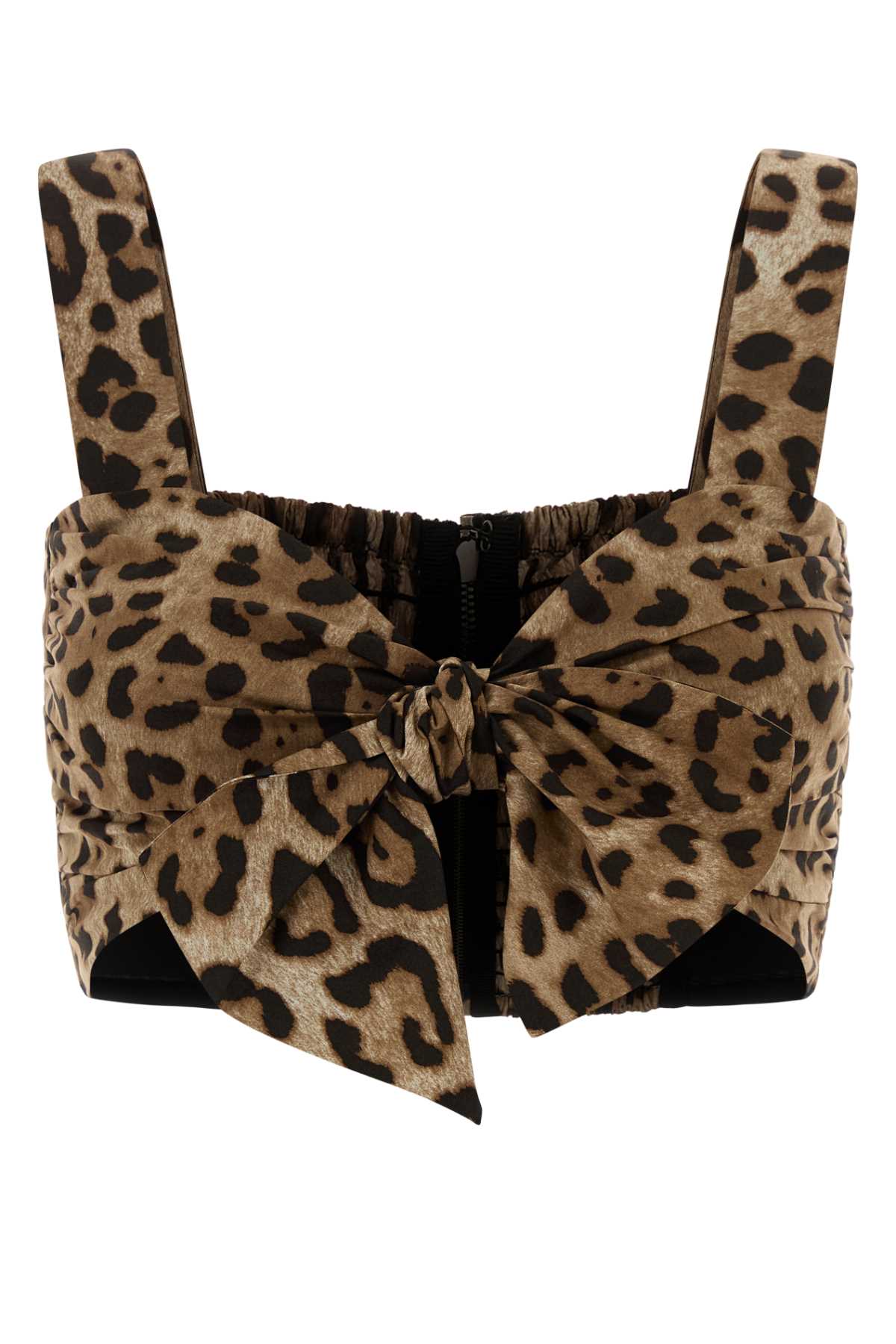 Leopard-Print Poplin Tank Top — Beige