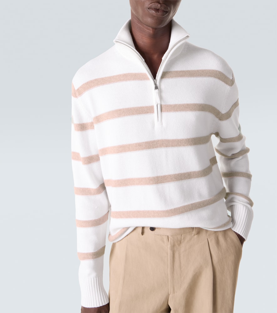 Striped cotton and cashmere sweater