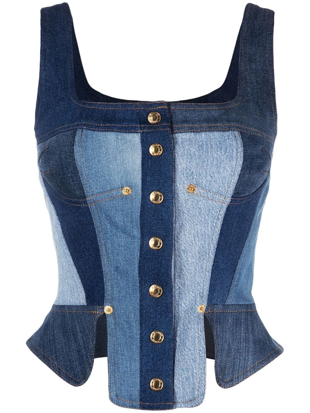 Regenerated denim bustier top - Blue