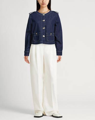 Woman Denim outerwear Blue Size 12 Cotton, Elastane