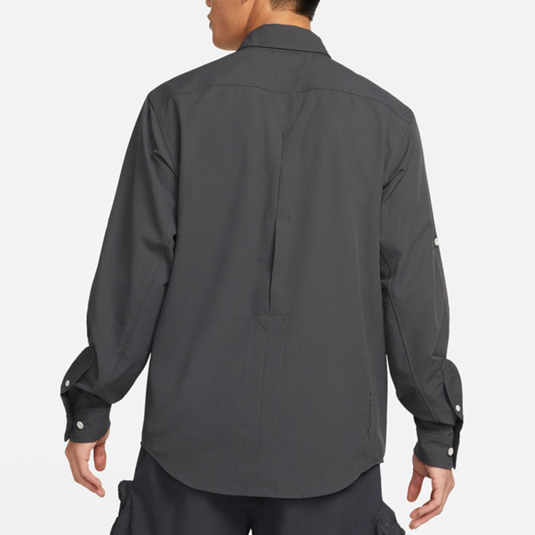 Men's ACG Dri-fit Uvdevastation Trail Multiple Pockets Casual Solid Color Long Sleeves Navy Blue Jacket