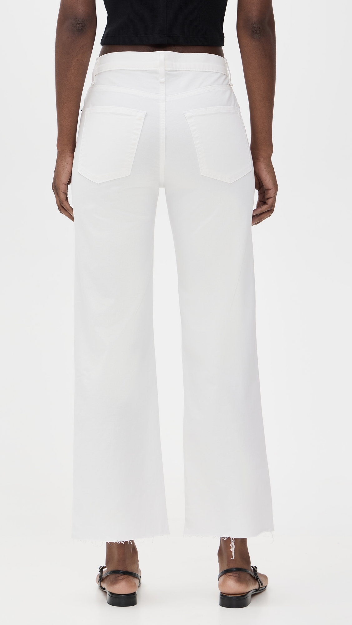 Crop Wide Leg Twill Pants Ivory