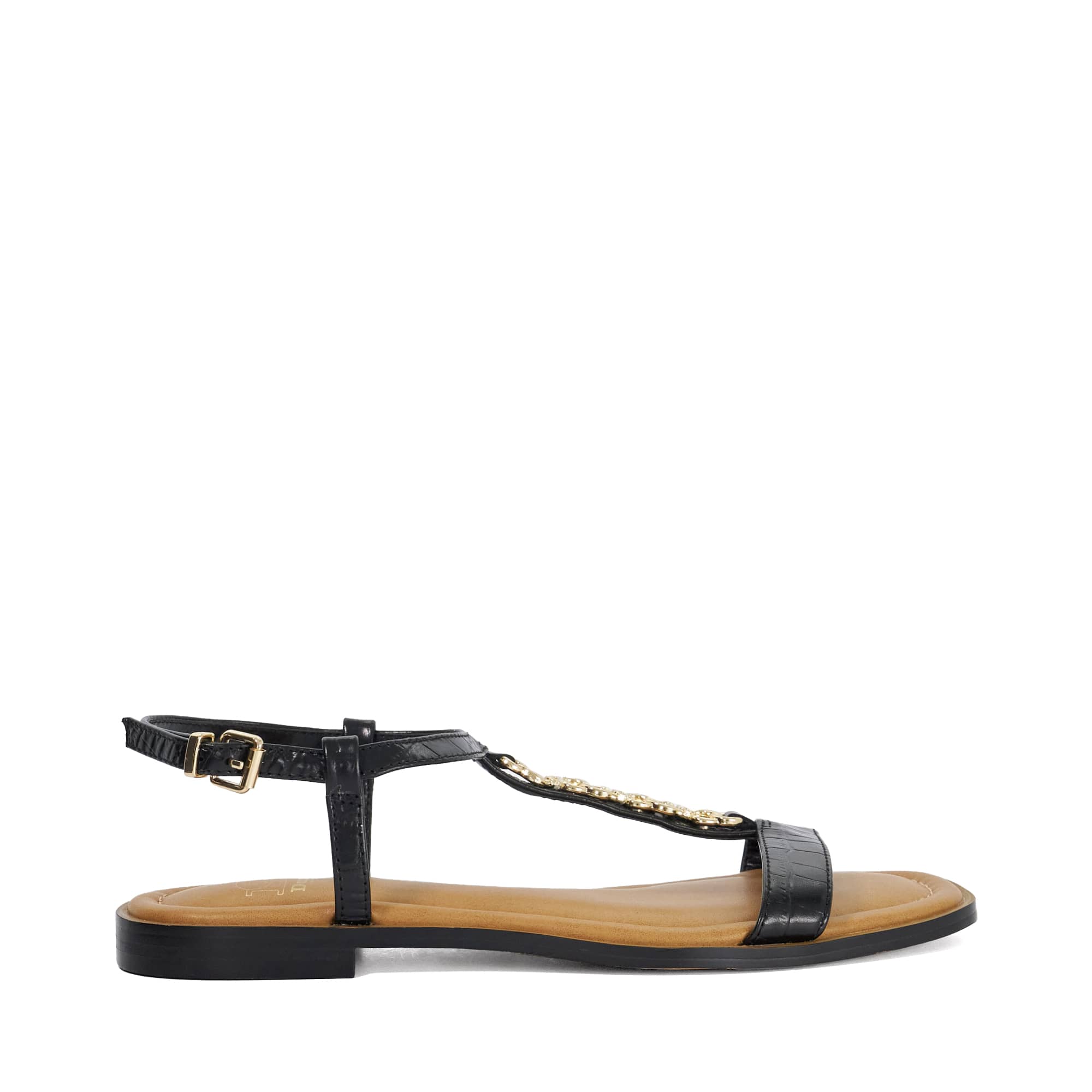 Dune London Womens Ladies Lollipops - Leather Chain Detail Open Toe Sandals - Black Fabric