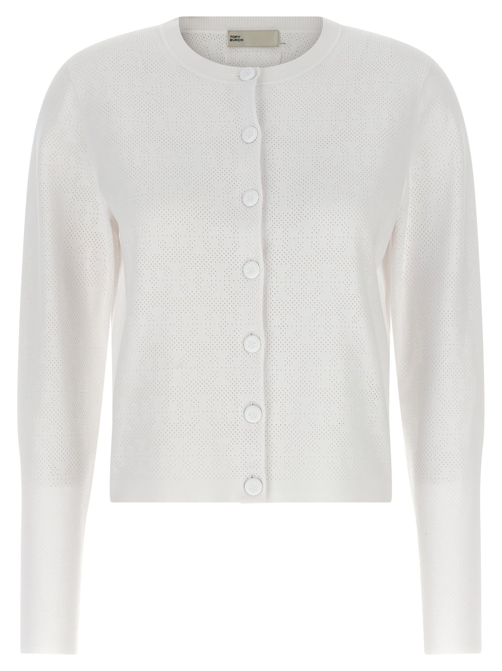 Pointelle Viscose Cardigan — White