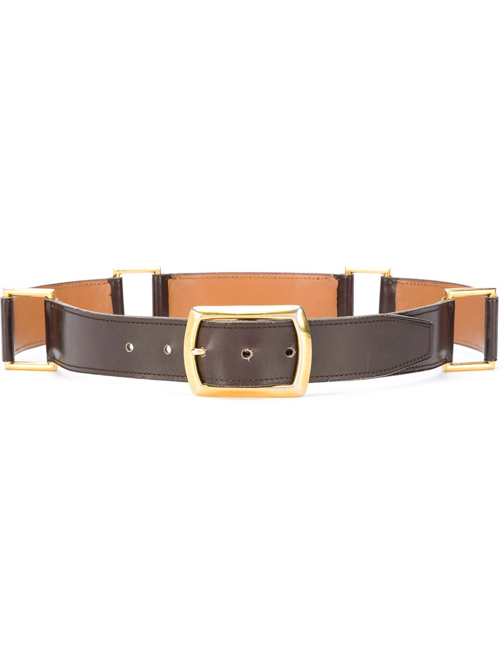Pre-owned loops buckled belt - Brown