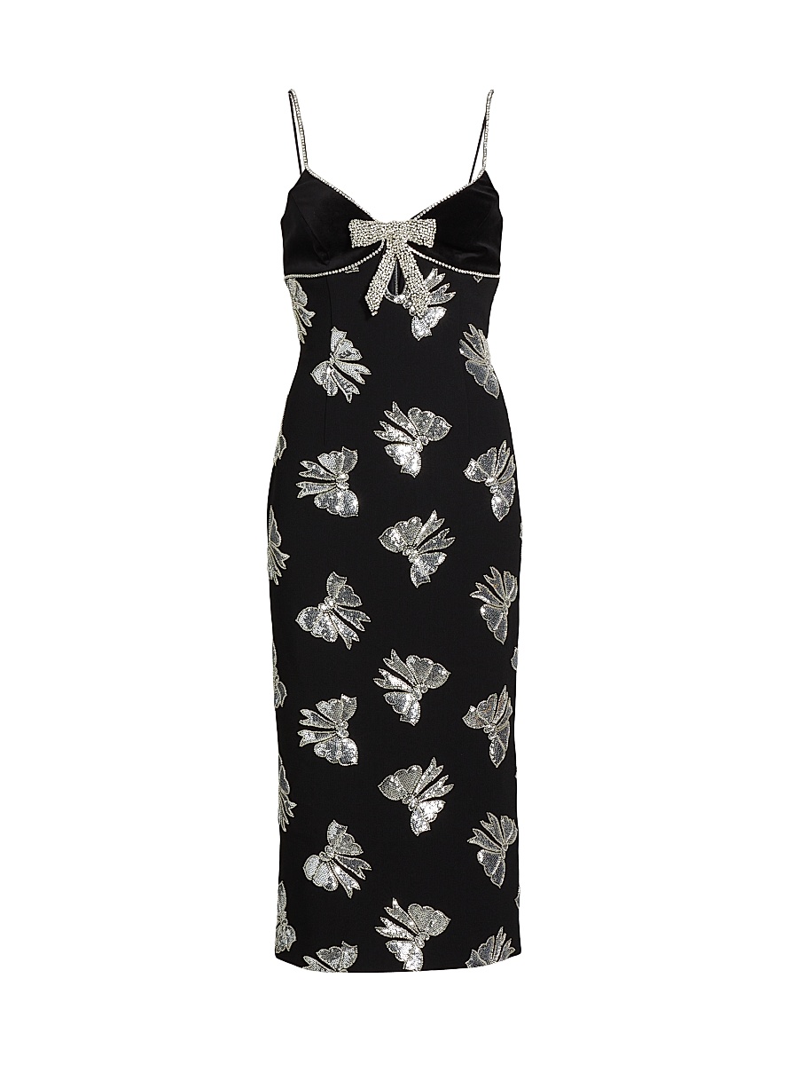 Women's Valor Sequined Bow Midi-Dress - Black