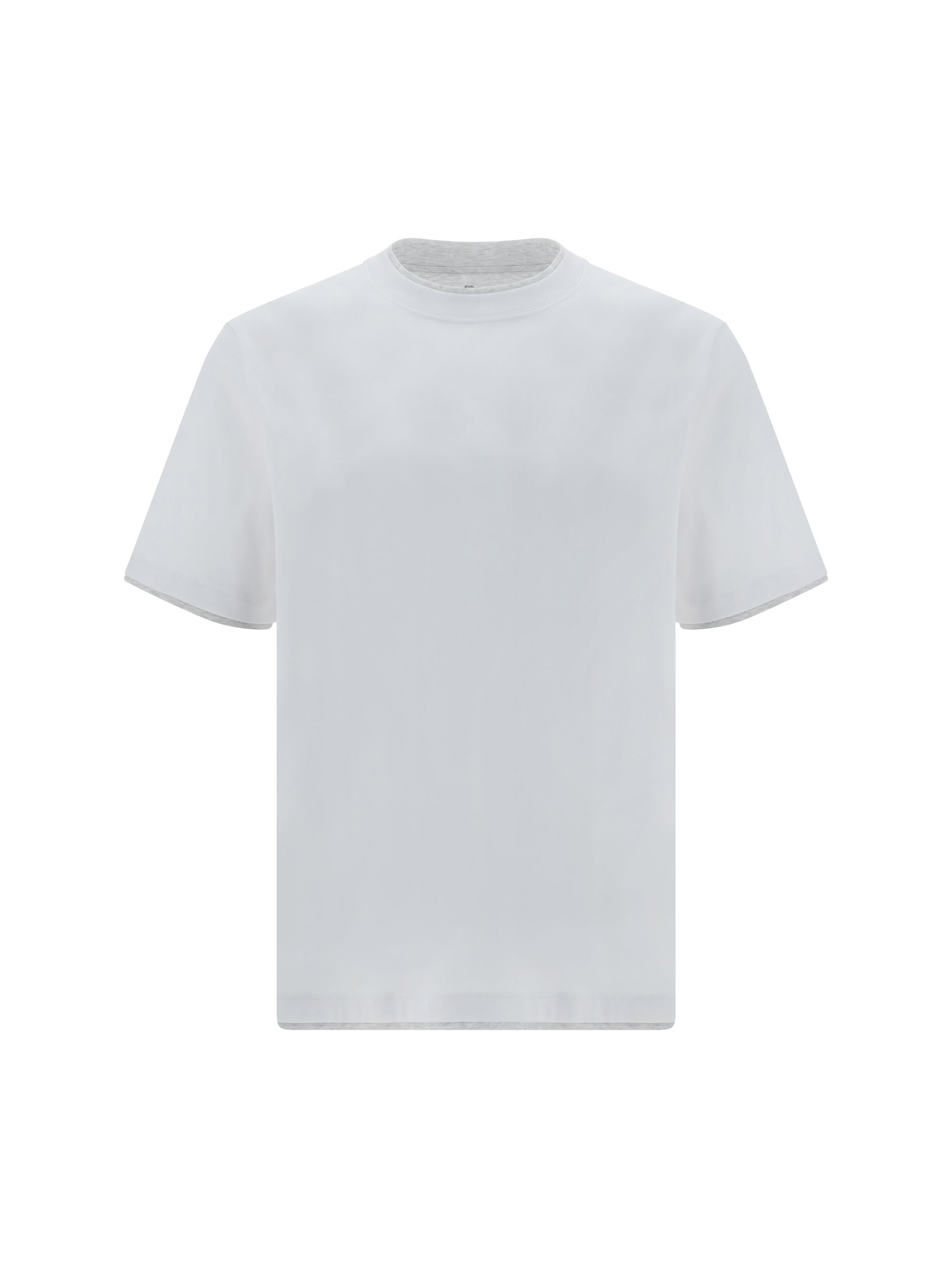 Double-Layer Hems Cotton T-Shirt — White