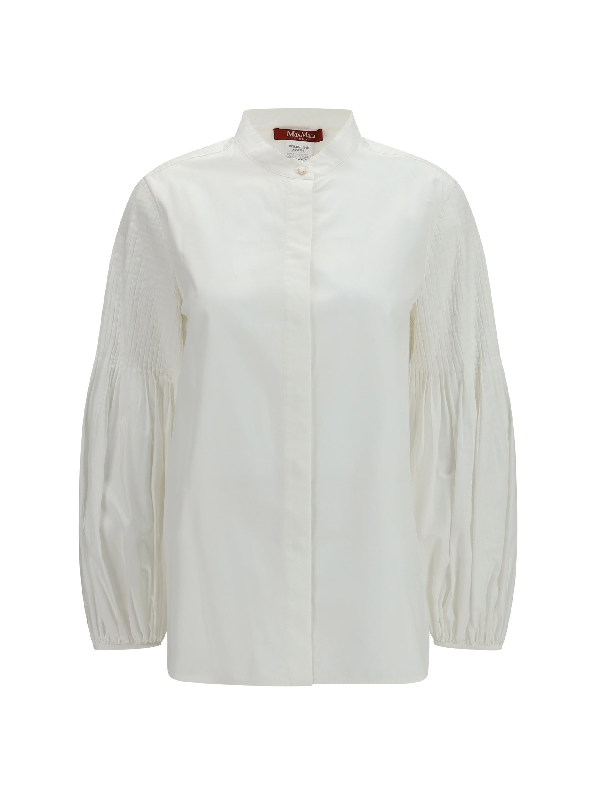 Balloon Sleeve Cotton Blouse — White