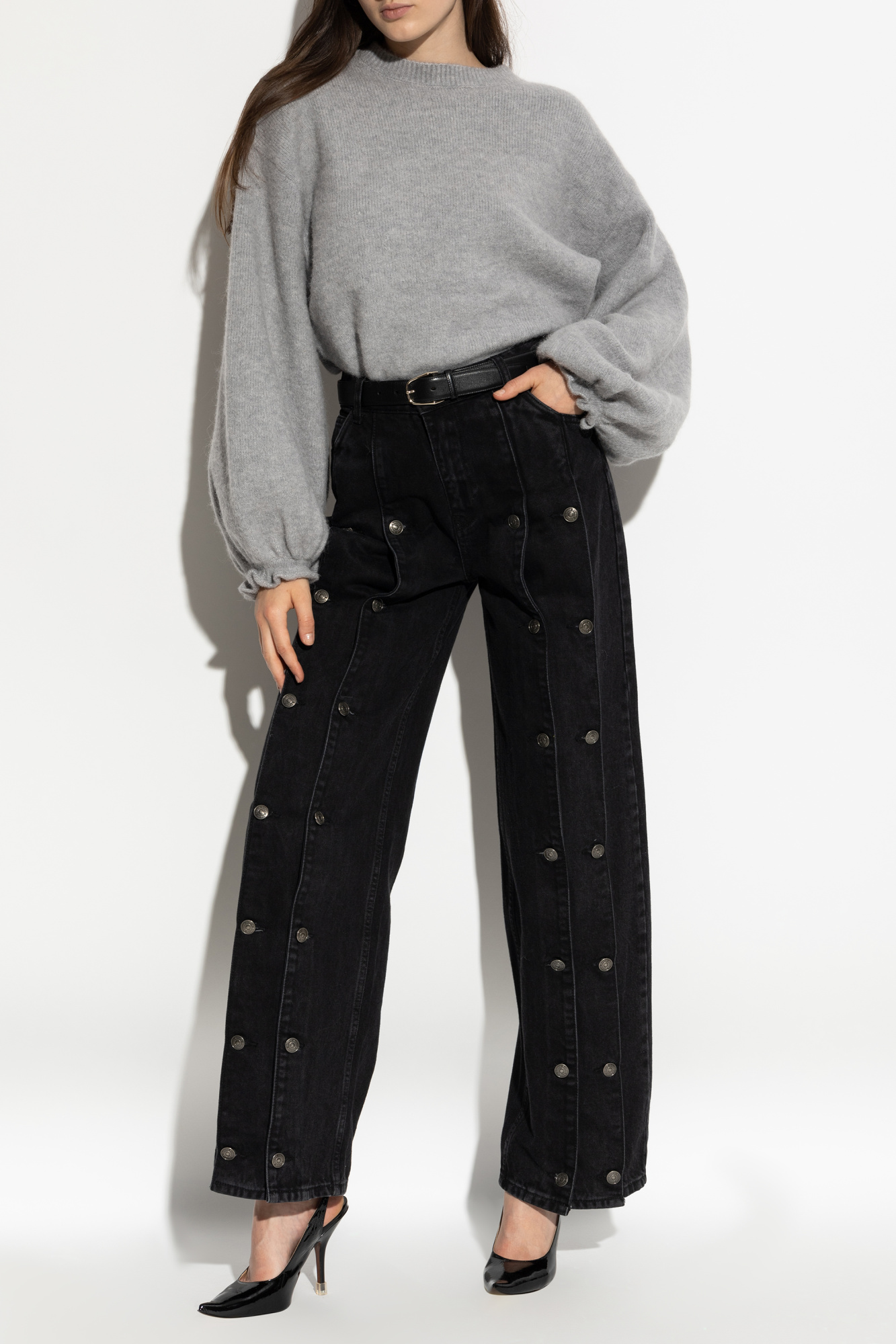Sweater With Puff Sleeves, Women's, Grey
