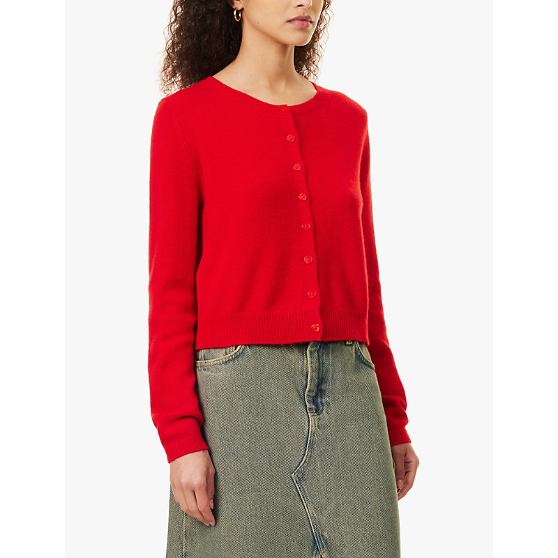 Womens Cherry Clara Round-neck Cashmere Cardigan