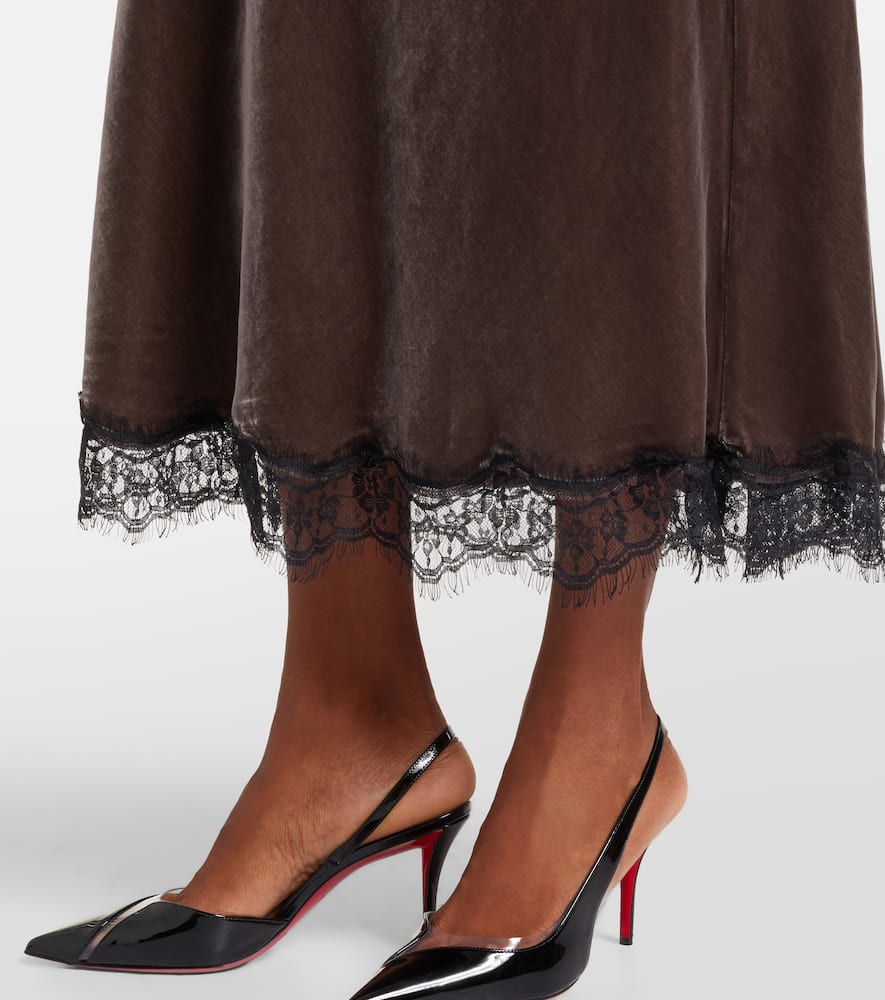 Alesha lace-trimmed velvet maxi dress