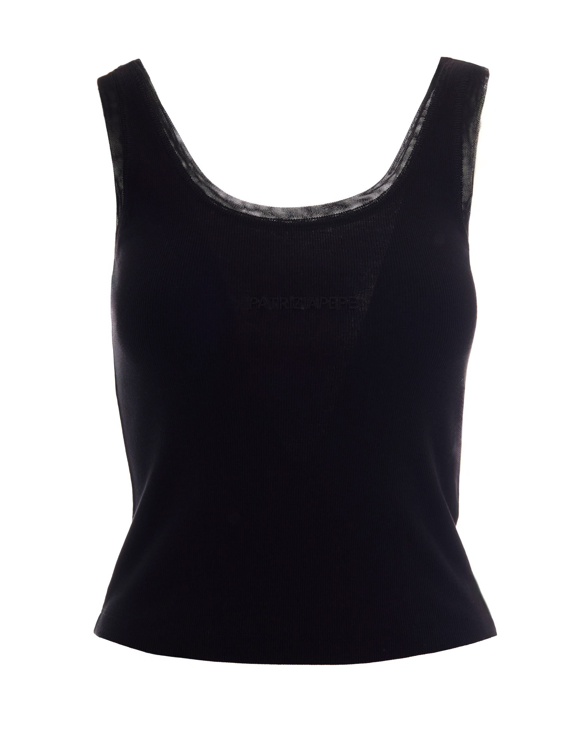 Ribbed Sleeveless Tank Top — Black