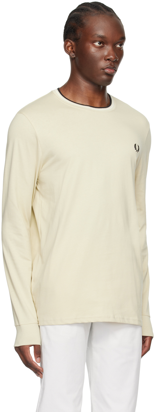 Fred Perry Beige Twin Tipped Long Sleeve T-Shirt