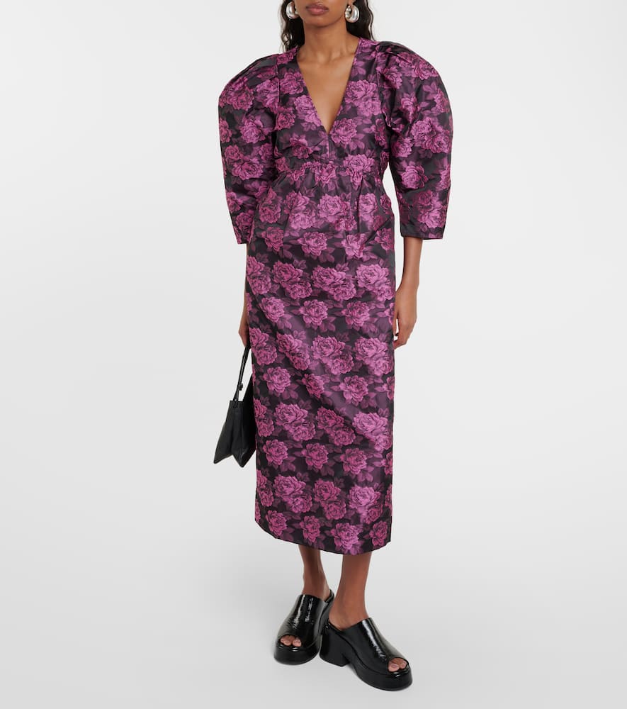 Ganni Floral jacquard midi dress