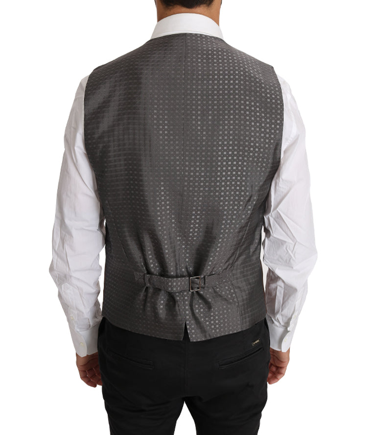 Wool-Silk Jacquard Vest — Bronze