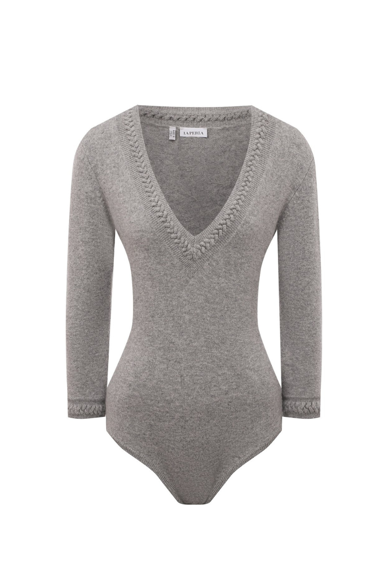 Wool and Cashmere Bodysuit — Gray