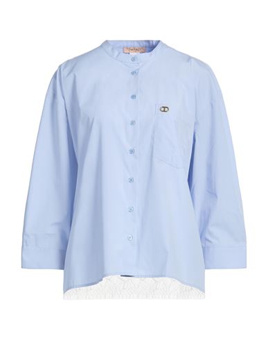 Woman Shirt Light blue Size 10 Cotton, Polyamide