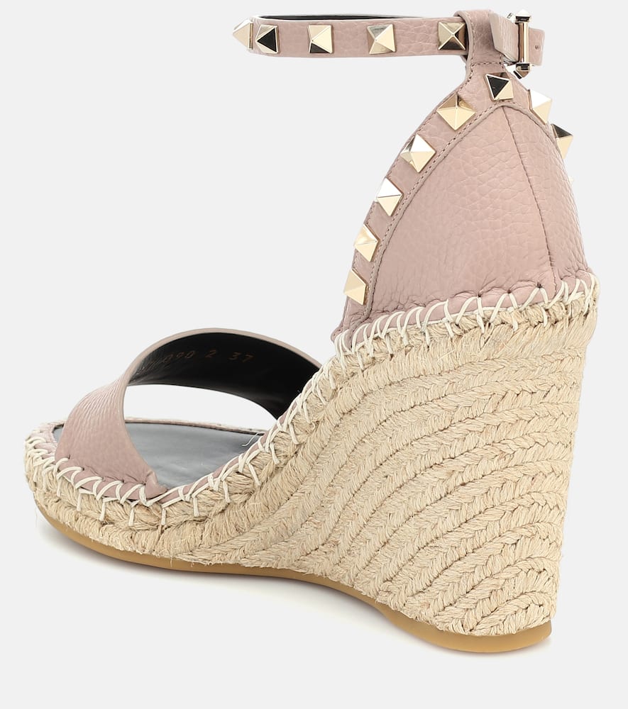 Valentino Garavani Valentino Garavani Rockstud Double leather wedge espadrilles
