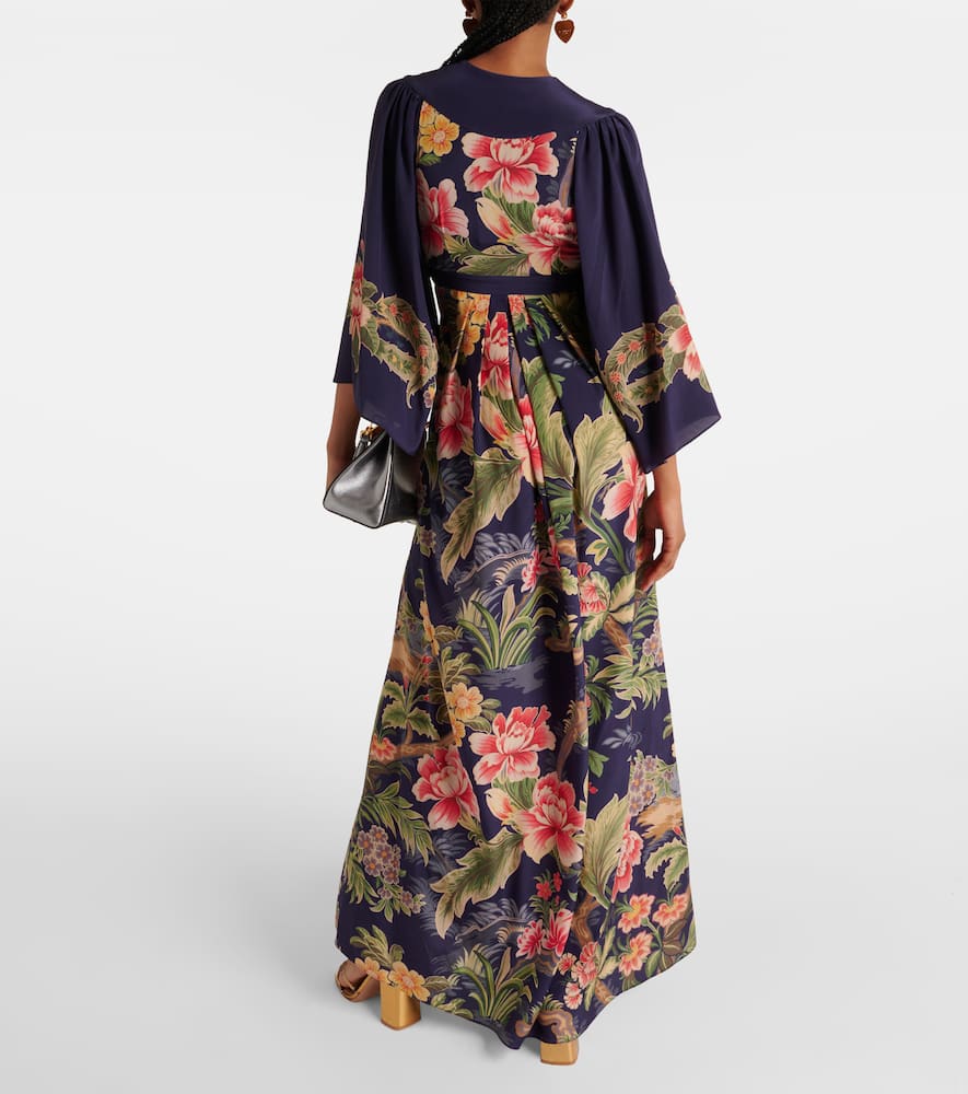 Floral silk crêpe de chine maxi dress