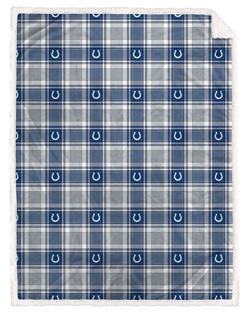 Indianapolis Colts Nfl Team Plaid Sherpa Oversized Blanket